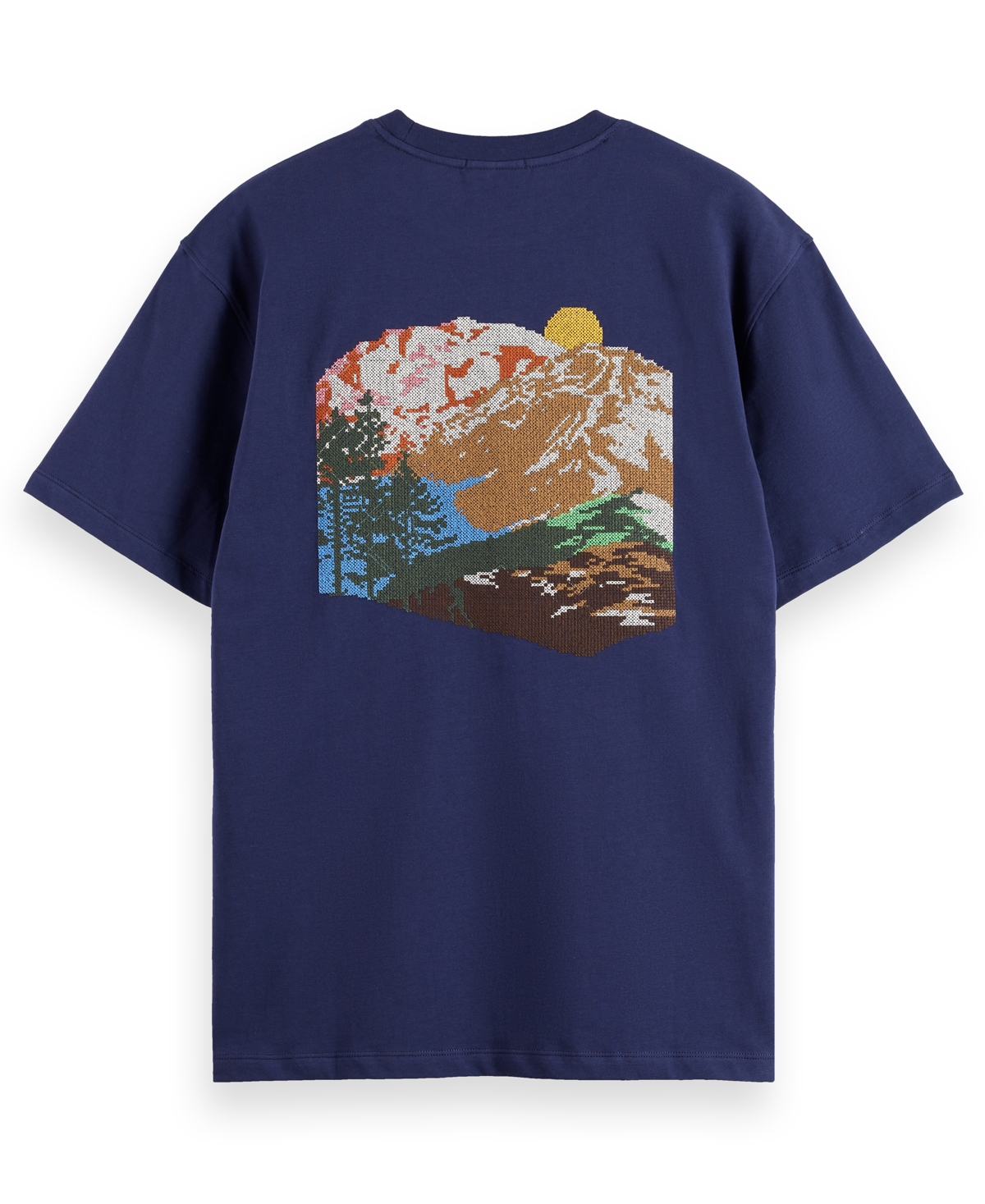 Scotch & Soda Men's Relaxed Fit Cross Stitch Artwork T-Shirt