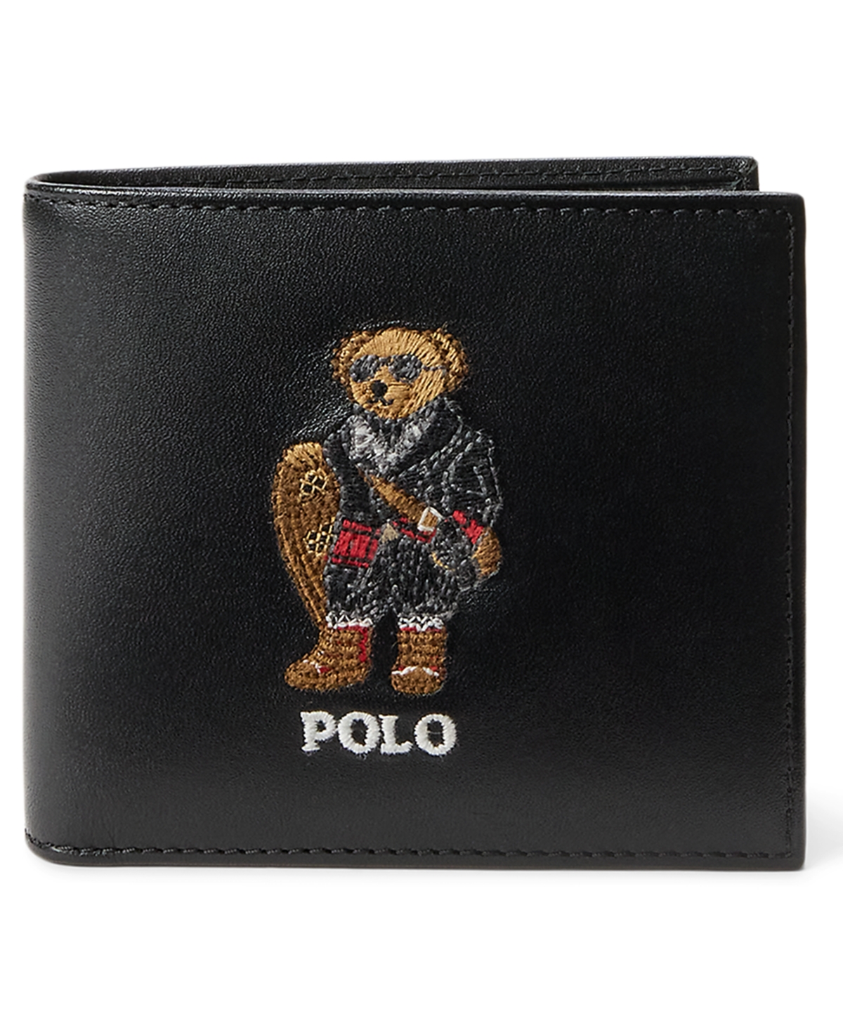 Polo Ralph Lauren Men's Polo Bear Leather Billfold Wallet In Black