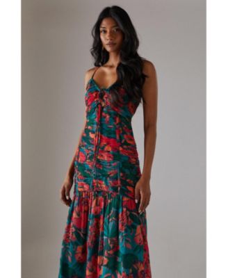 Women's Chiffon Gathered Channel Midi Dress