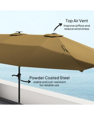13' Double-Sided Patio Umbrella with Solar Lights and Crank