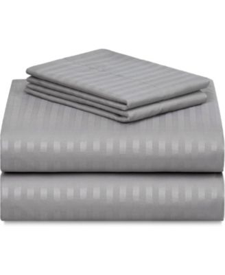 4-PC Striped Silky Soft Cooling Deep Pocket Sheet Set, California King.