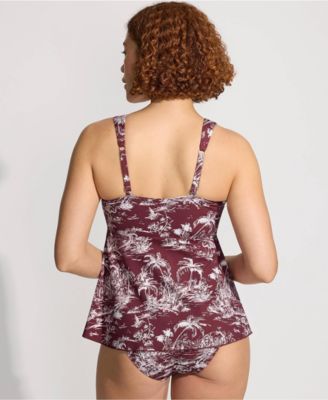 Women's Petite Adjustable Scoop Neck Flutter Tankini Top