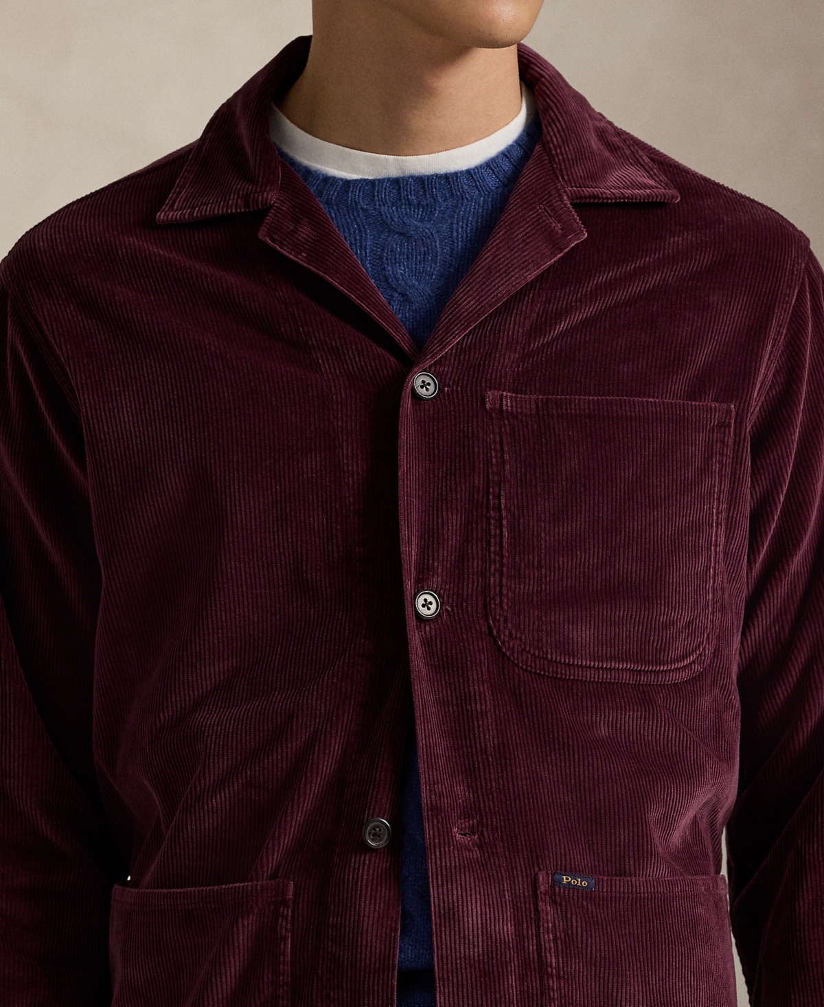 Polo Ralph Lauren Men's Corduroy Utility Long Sleeve Overshirt In Burgundy