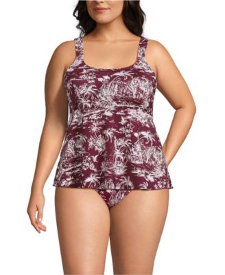 Plus Size Adjustable Scoop Neck Flutter Tankini Top