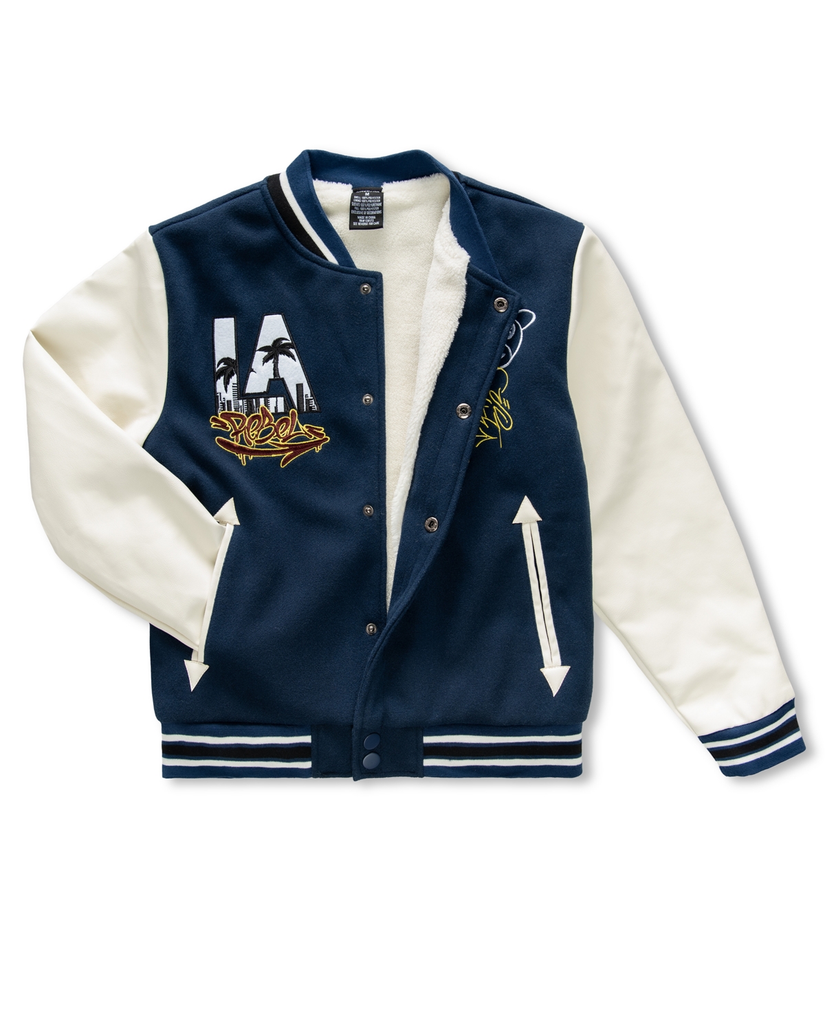 Ring Of Fire Boys 8-20 Long Sleeve Varsity Jacket In Blue