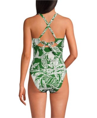 Women's Shine Ribbed Tankini Top and High Waisted Bottom Swimsuit Set