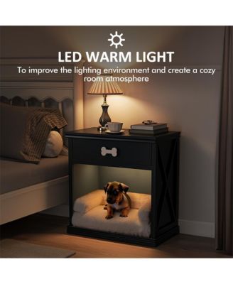 Storage Cabinet with LED Light Built in Cat Bed Cave