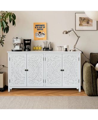 60" White Accent Storage Cabinet with 4 Doors