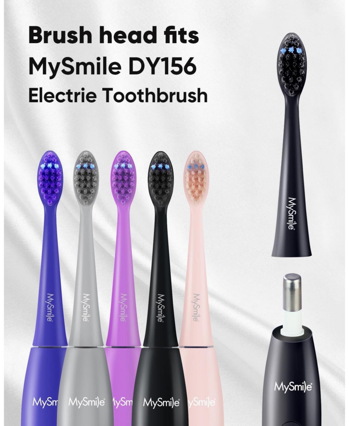 MySmile DY156 Electric Toothbrush Replacement Heads, 3 Packs (Purple)