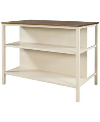 CASAINC 45" Solid Wood Butcher Block with Open Shelves Kitchen Island