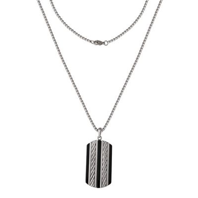 Men's Pendant Necklace with Striped Dog Tag - 22'' Chain