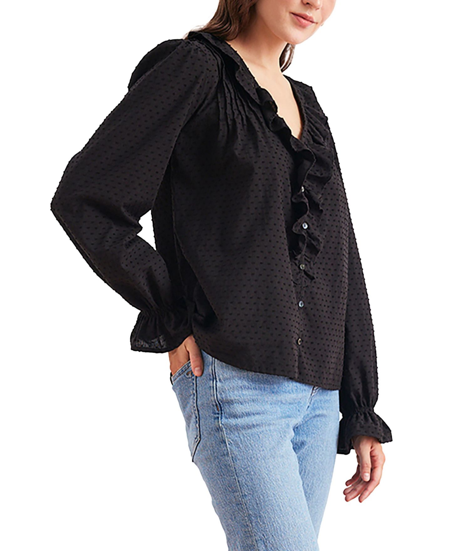 Женская рубашка Paneros Clothing Cotton Long Sleeve Chloe Shirt in, цвет: Чёрный — фото 2