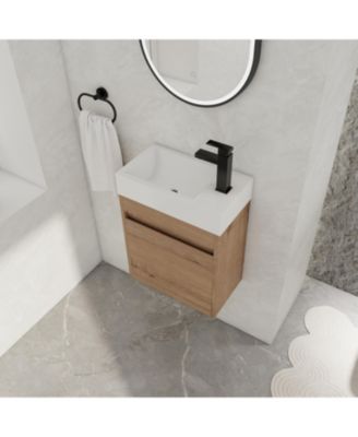 18 Inch Bathroom Vanity with White Resin Sink and Soft-Close Cabinet Door