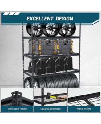 48x24x72 Inch Garage Shelving Heavy Duty, Storage Shelves 2500Lbs Capacity, Adjustable Metal Shelving Unit, 5 Tier Industrial Shelves for Basement Workshop