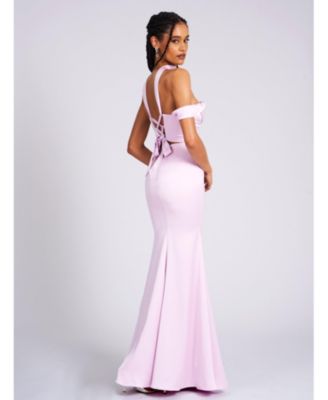 Women's Ivona Mauve Halter Neck Double Duchess Satin Gown