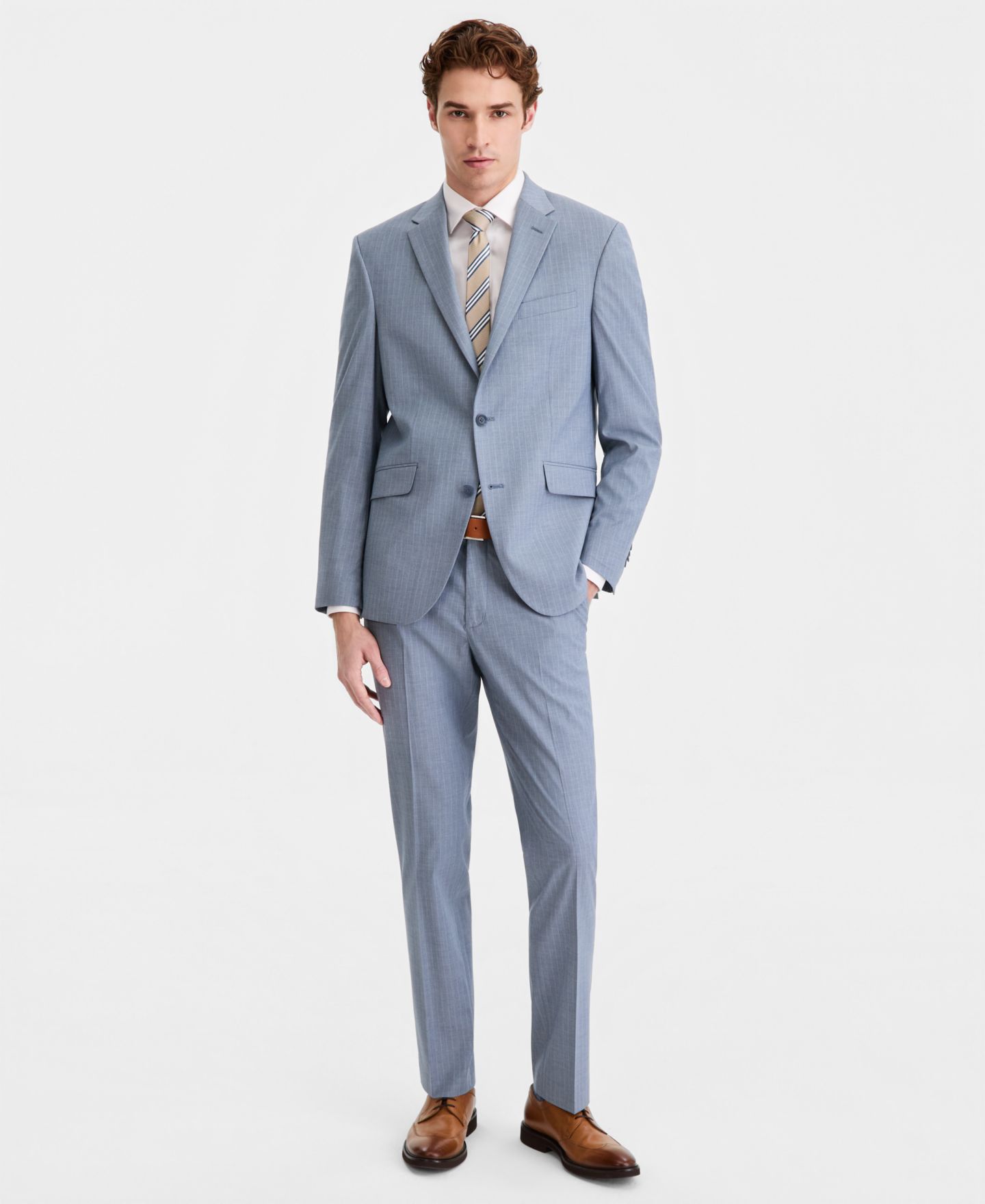 Мужская куртка Kenneth Cole Reaction Pinstripe Slim-Fit Techni-Cole Suit Separate, цвет: Синий — фото 4