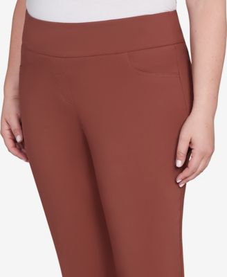 Plus Size Solid Tech Stretch Ankle Length Pants