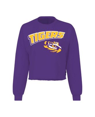 Women's Purple LSU Tigers Slouchy Cropped Long Sleeve T-Shirt