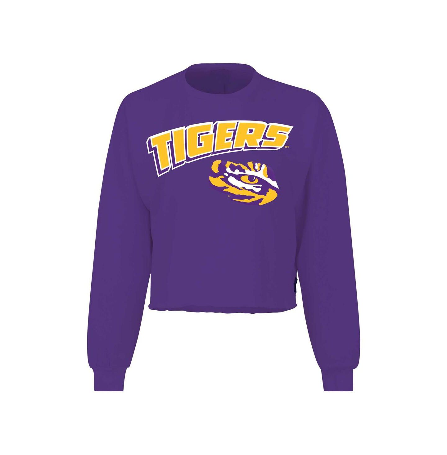 Женская футболка Spirit Jersey Purple LSU Tigers Slouchy Cropped Long Sleeve — фото 3