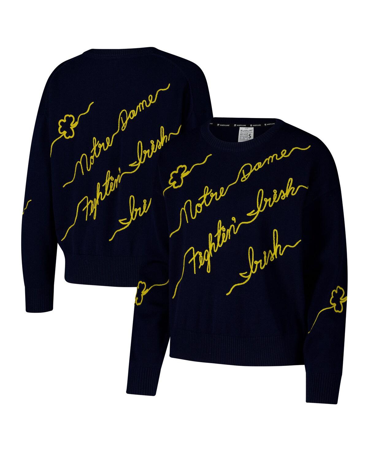 Kadyluxe Women's Navy Notre Dame Fighting Irish Love Note Pullover Sweater In Blue