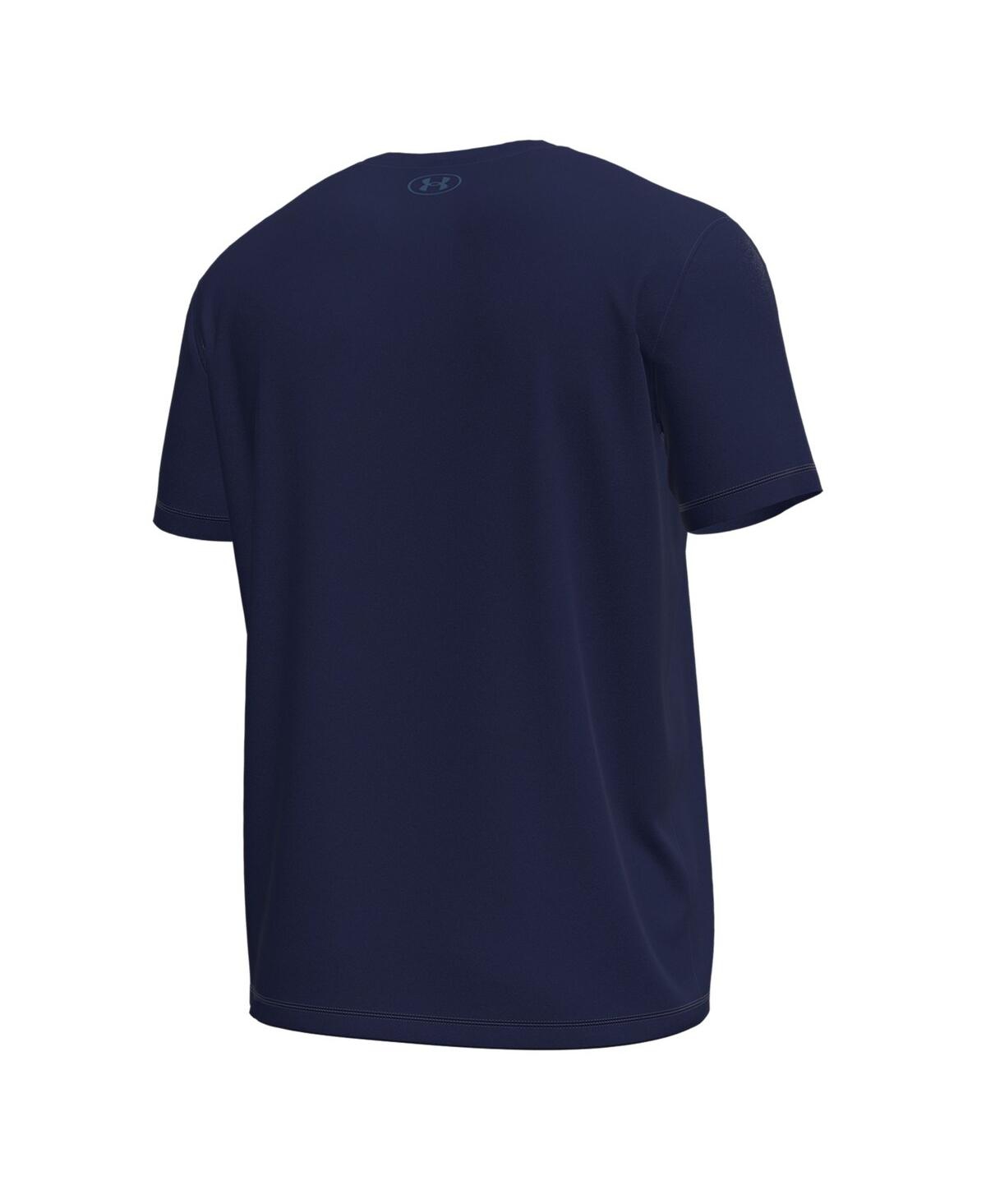 Under Armour Men's Navy Midshipmen Stack Stretch Performance T-shirt In Blue