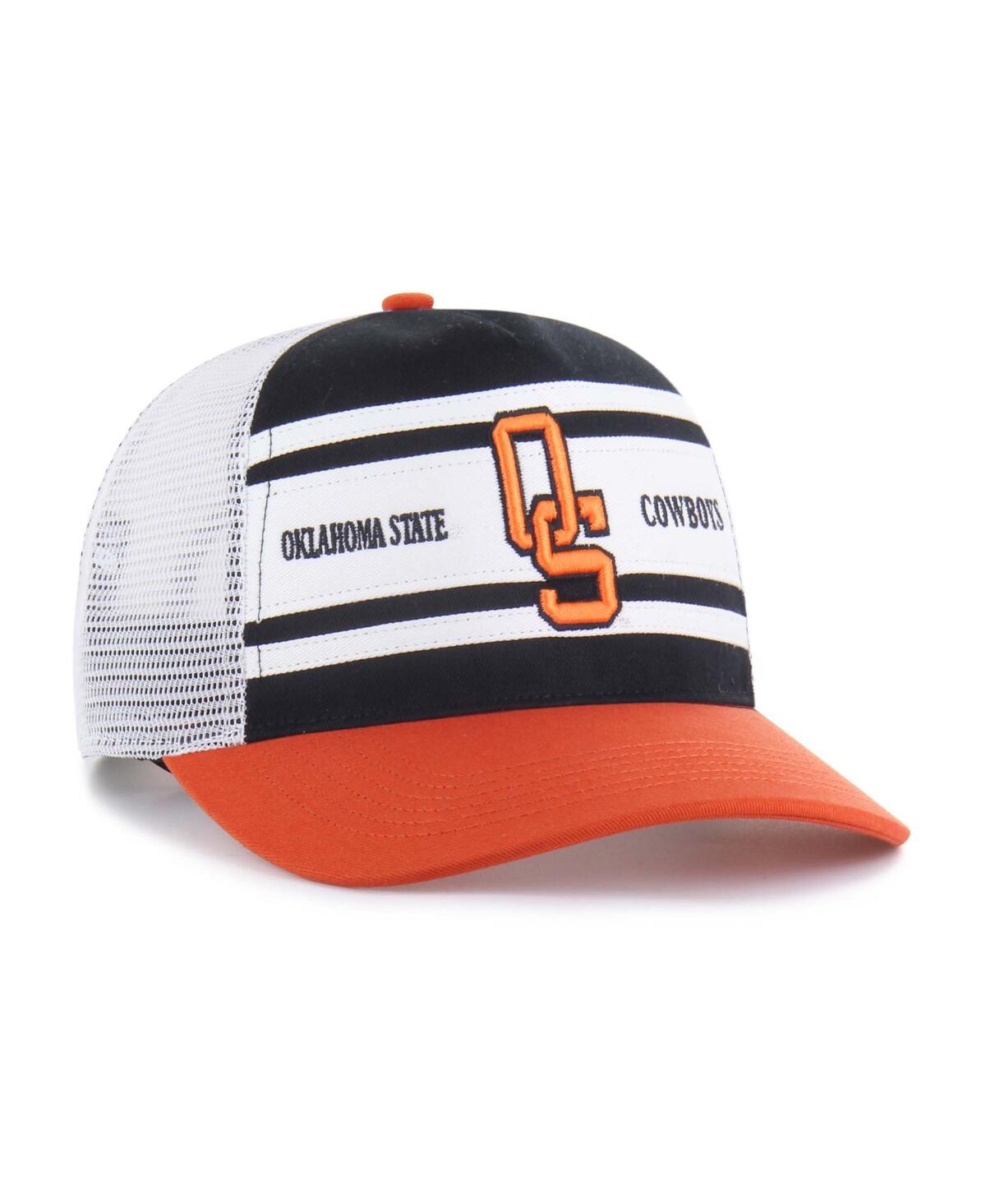 47 Brand Big Boys And Girls Black/orange Oklahoma State Cowboys Super Stripe Hitch Adjustable Trucker Hat In White