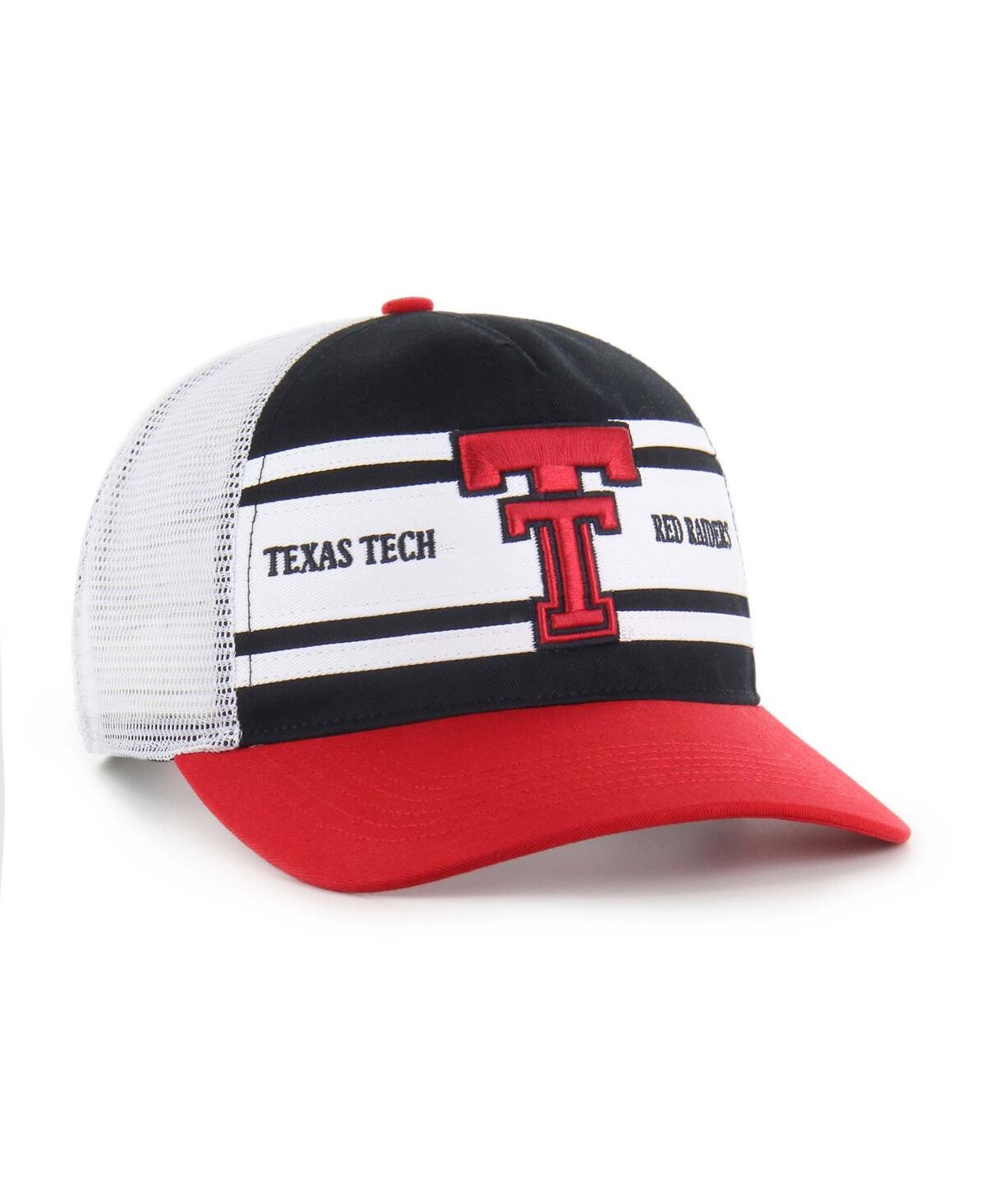 47 Brand Big Boys And Girls Black/red Texas Tech Red Raiders Super Stripe Hitch Adjustable Trucker Hat In Red