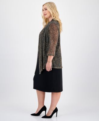 Plus Size Pleated Jersey Jacket Dress