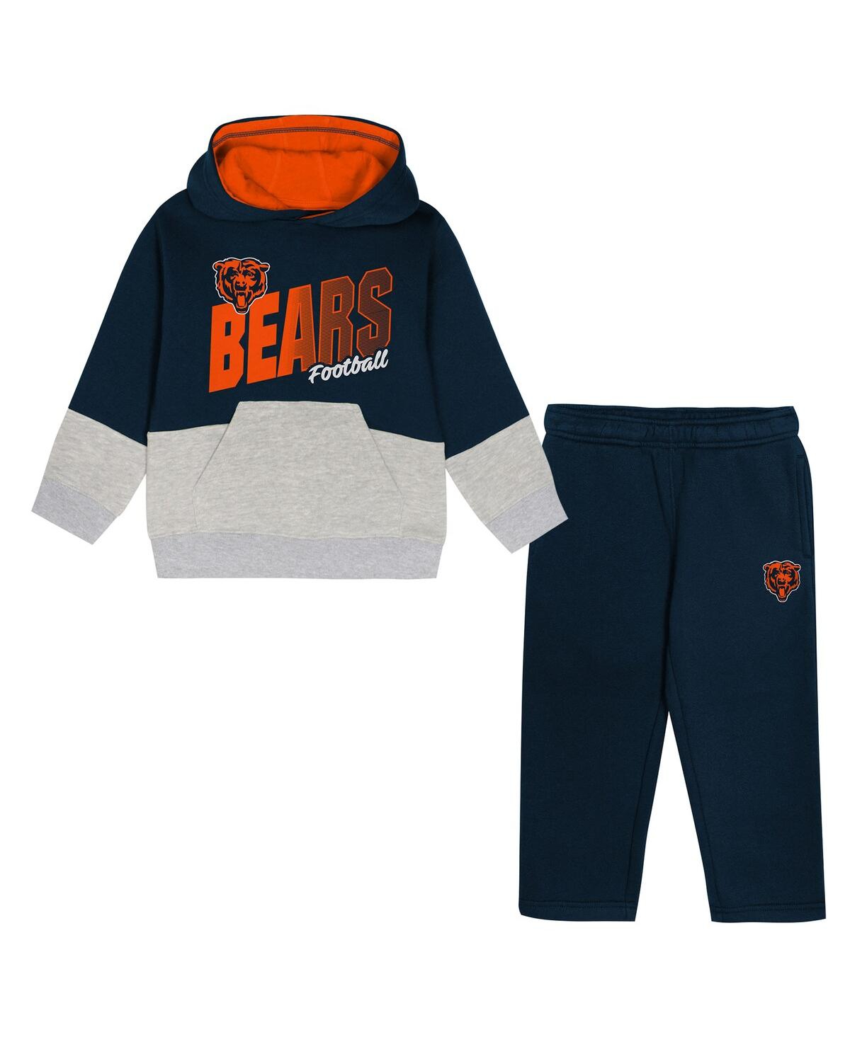 Outerstuff 2-piece Toddler Navy Chicago Bears Lineman Fleece Hoodie And Pants Set In Blue
