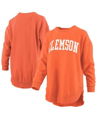 Women's Orange Clemson Tigers M&eacute;lange Poncho Vintage Fleece Long Sleeve Pullover Sweatshirt