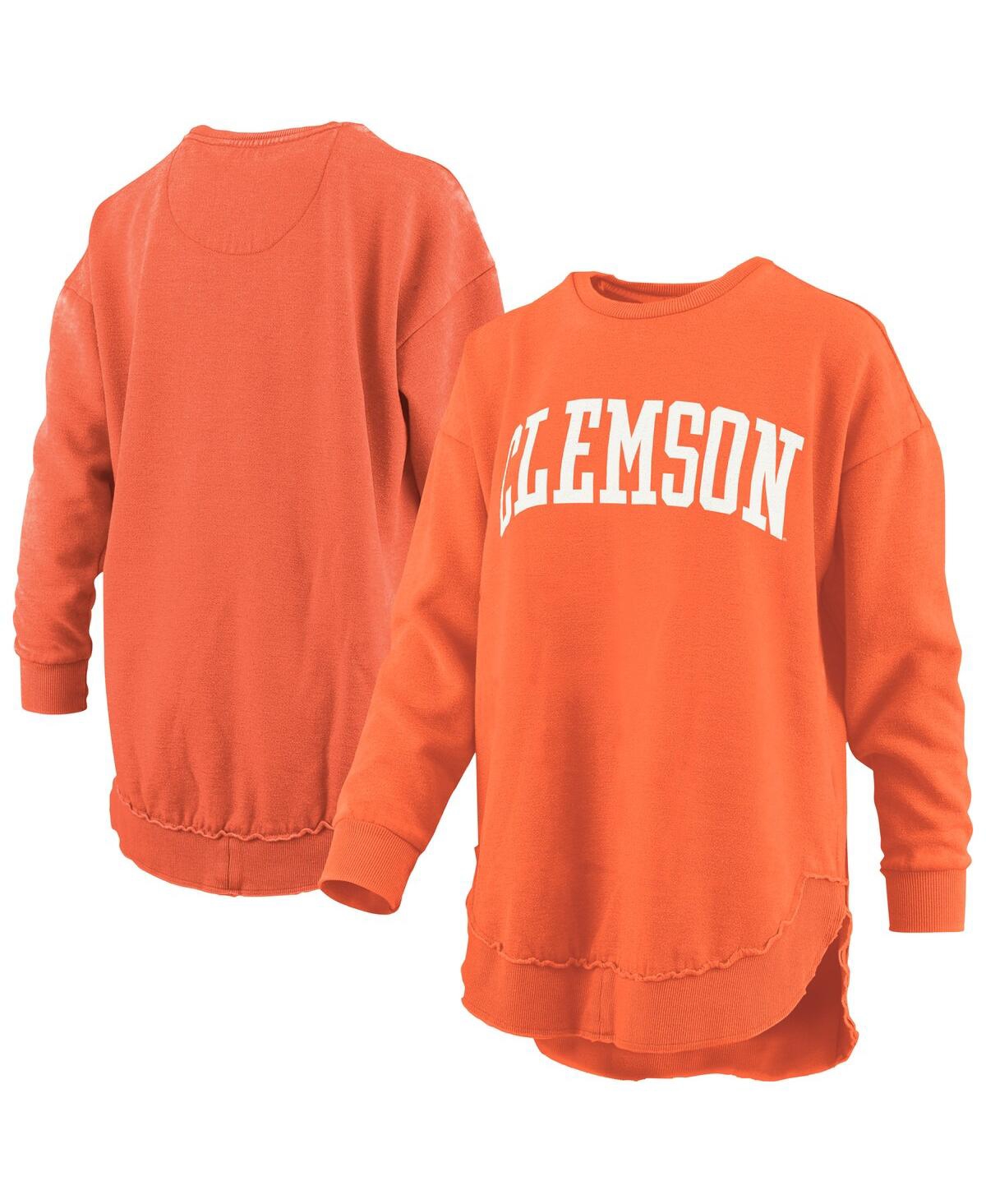Pressbox Orange Clemson Tigers Melange Poncho Vintage Fleece Long Sleeve Pullover Sweatshirt In Orange