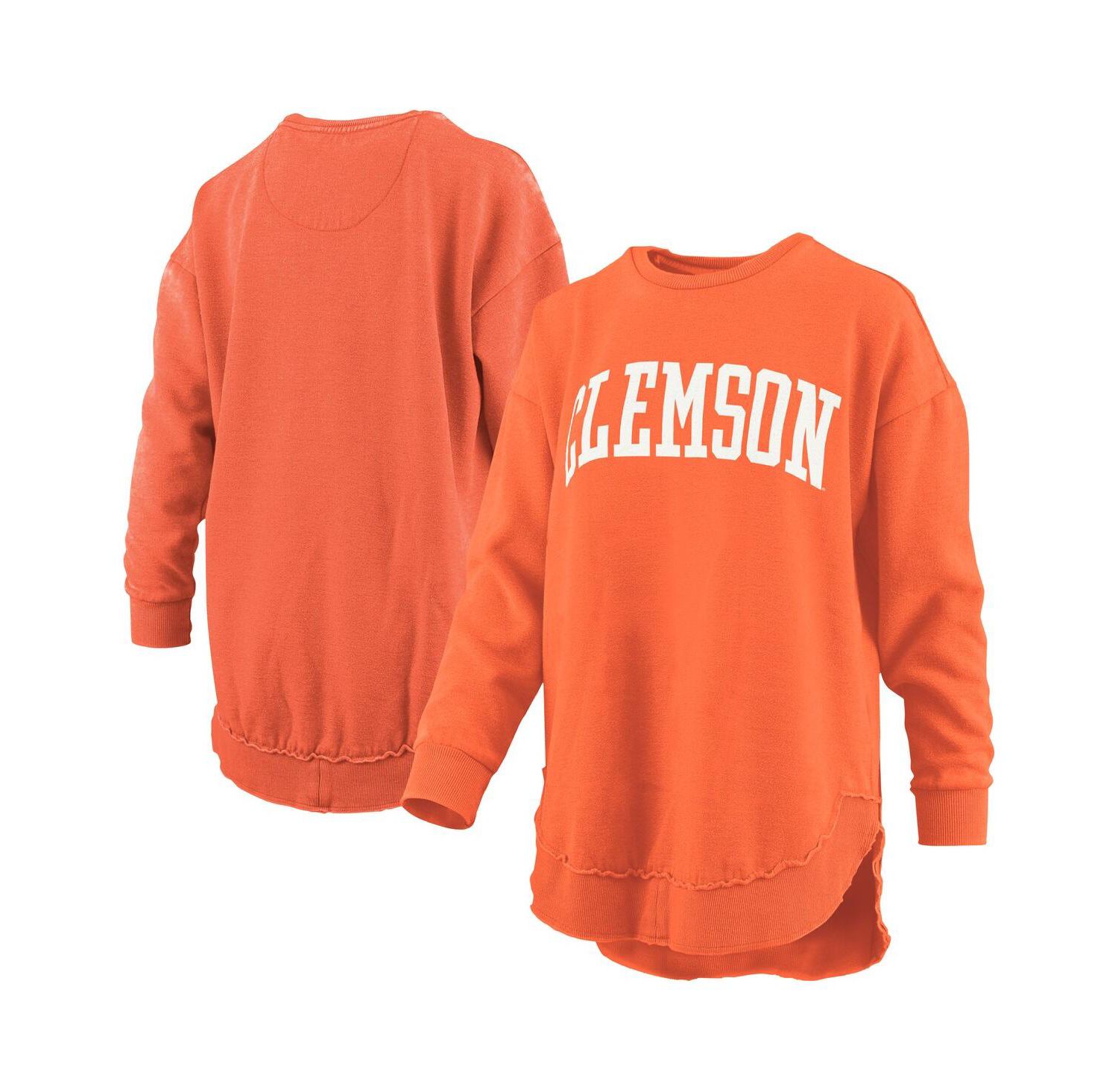 Women's Orange Clemson Tigers M&eacute;lange Poncho Vintage Fleece Long Sleeve Pullover Sweatshirt