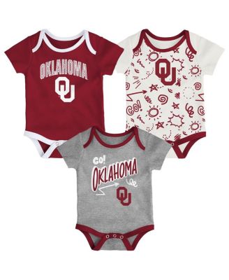 Outerstuff - Baby Boys and Girls Oklahoma Sooners 3-Pack All Day Play Bodysuit Set