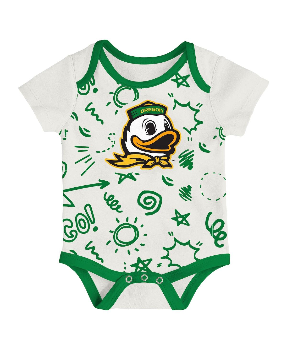 Outerstuff Baby Boys And Girls 3-piece Oregon Ducks All Day Play Bodysuit Set In Multi