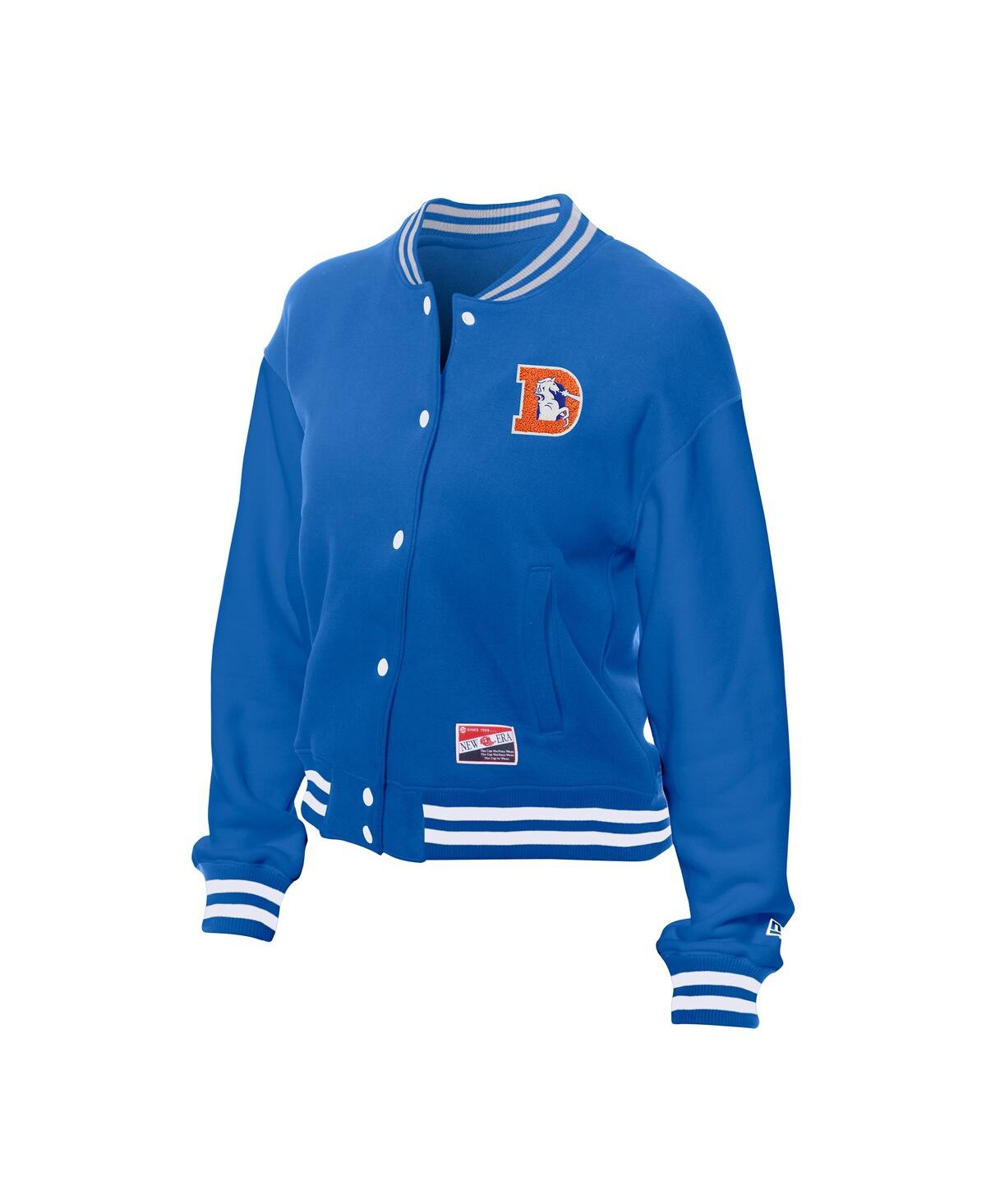 New Era Women's Royal Denver Broncos Throwback Fleece Full-snap Jacket In Blue