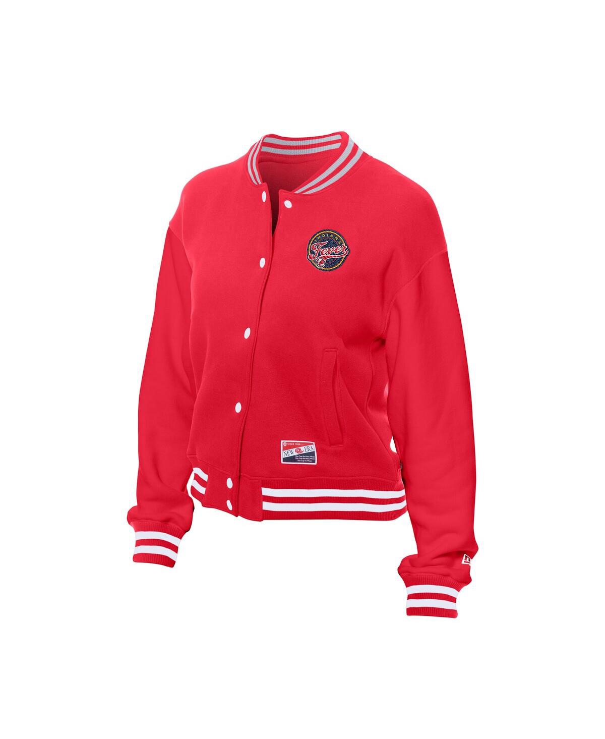 New Era Women's Red Indiana Fever Throwback Varsity Fleece Full-snap Jacket In Red