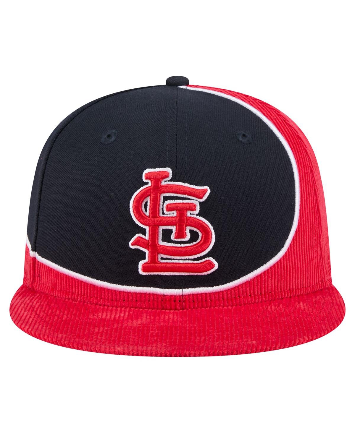 New Era Men's Red/navy St. Louis Cardinals Retro Split Corduroy Snapback Hat In Red