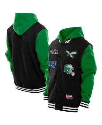 New Era - Men's Black Philadelphia Eagles Full-Snap Fleece Hoodie Jacket