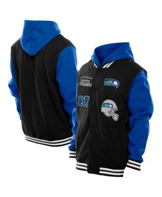 New Era - Men's Black Seattle Seahawks Full-Snap Fleece Hoodie Jacket