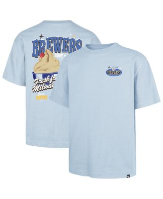 '47 Brand - Men's Light Blue Milwaukee Brewers Ice Cream Parlor Foundation T-Shirt