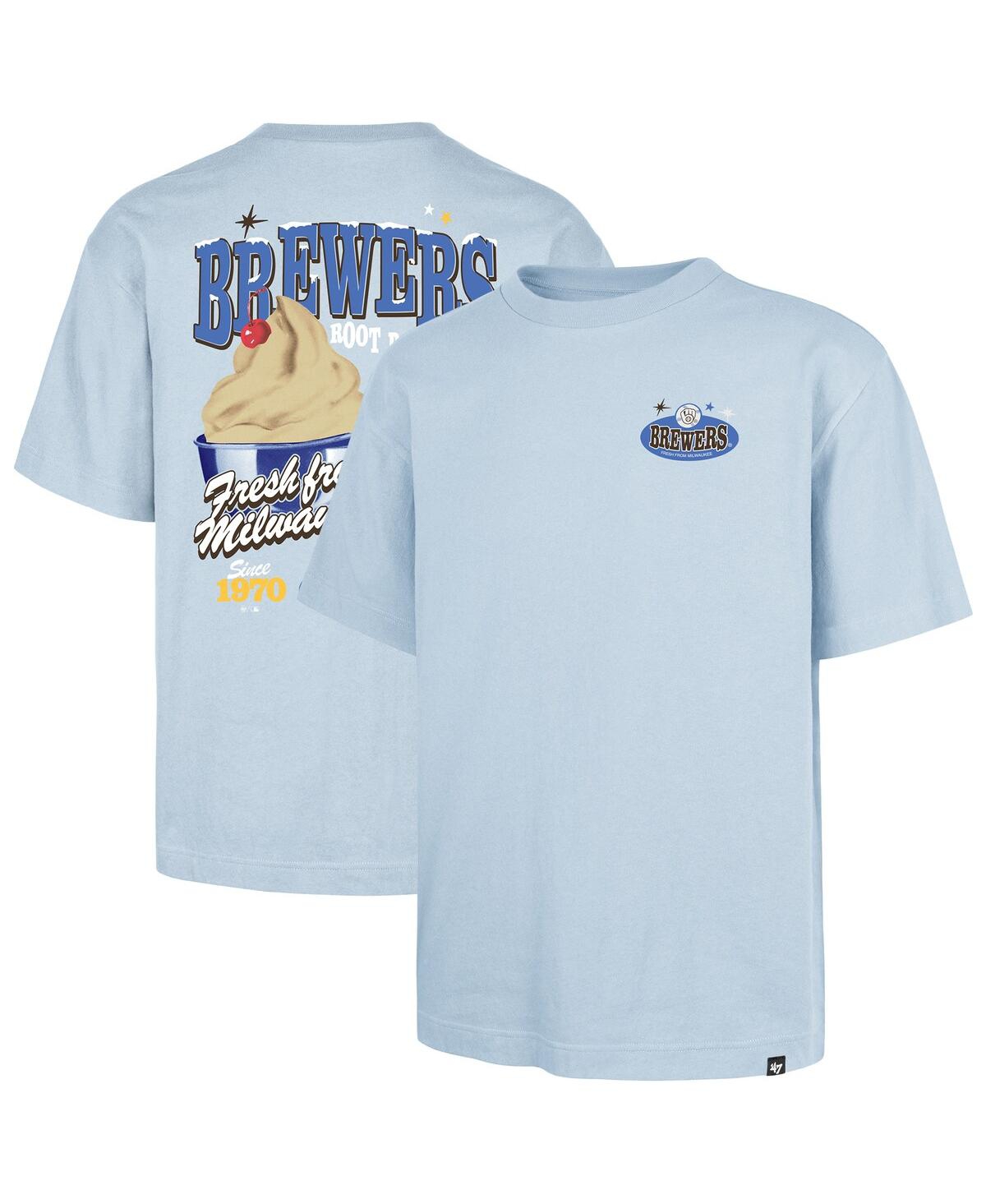 47 Brand Men's Light Blue Milwaukee Brewers Ice Cream Parlor Foundation T-shirt