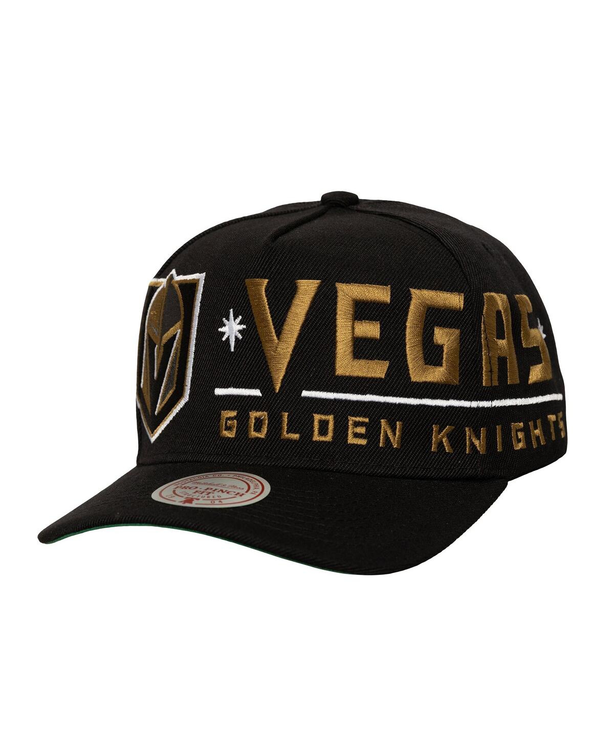 Mitchell & Ness Mitchell Ness Men's Black Vegas Golden Knights Busted Logo Wordmark Wrap-around Pro Pinch Adjustable In Black