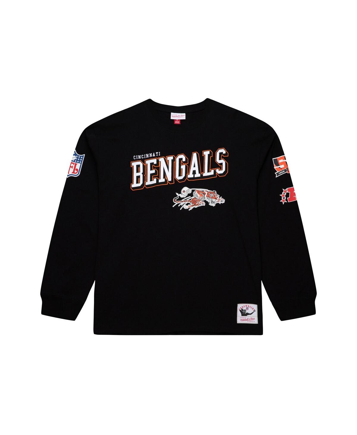 Mitchell & Ness Black Cincinnati Bengals Training Camp Vintage Logos Long Sleeve T-shirt In Black