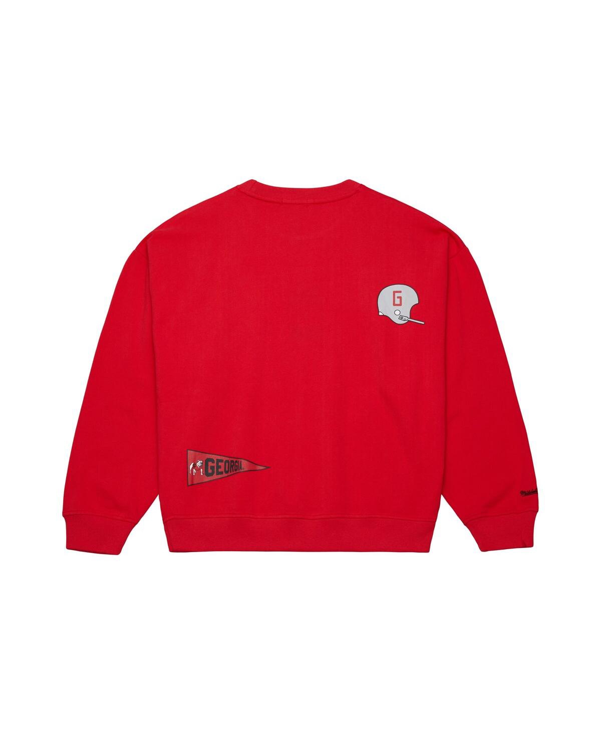 Mitchell & Ness Mitchell Ness Women's Red Georgia Bulldogs Multi-hit Crewneck Pullover Sweatshirt In Red