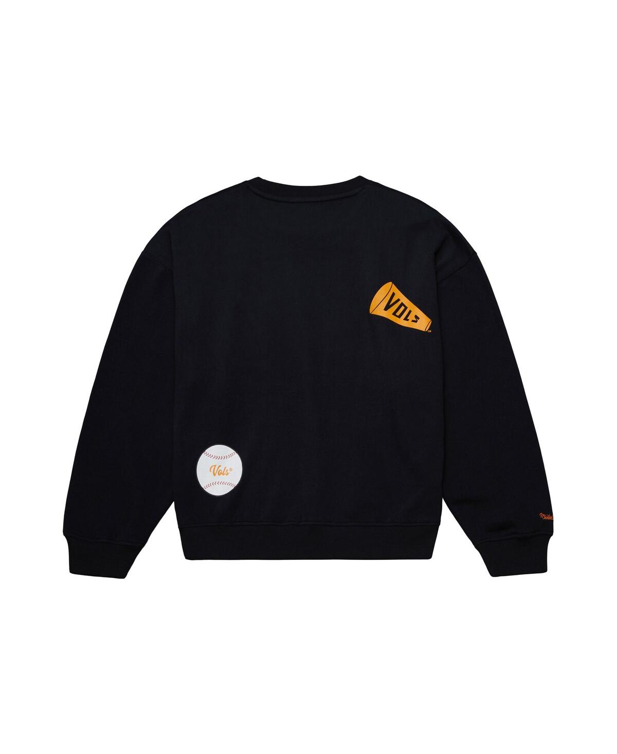Mitchell & Ness Mitchell Ness Women's Black Tennessee Volunteers Multi-hit Crewneck Pullover Sweatshirt In Black