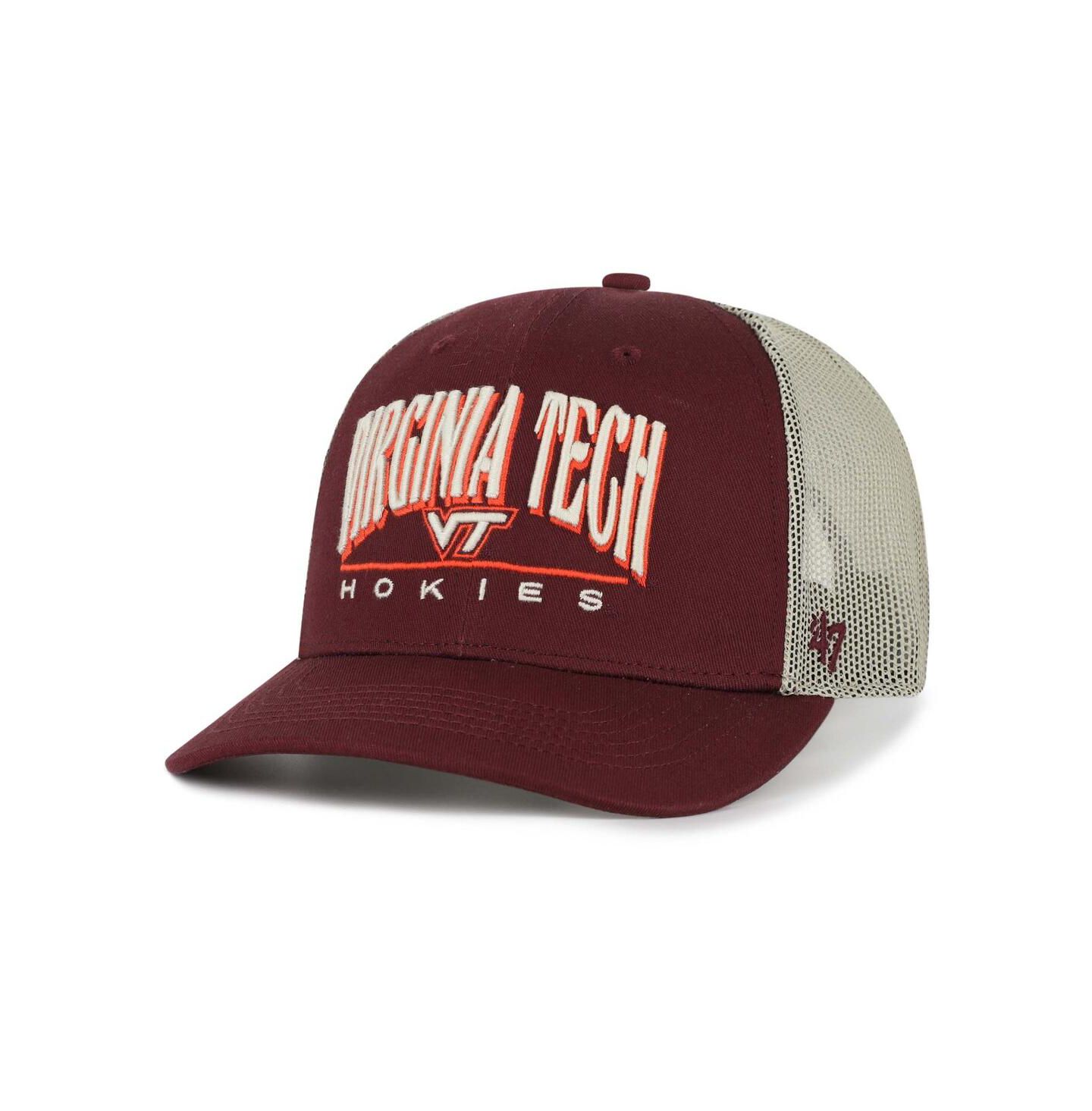 Мужская кепка '47 Brand Maroon Virginia Tech Hokies Arid Adjustable Trucker Hat — фото 1