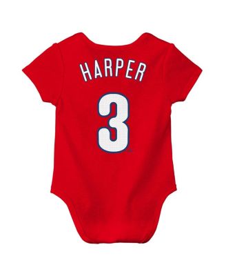 Baby Boys and Girls Bryce Harper Red Philadelphia Phillies Name Number Fuse Bodysuit
