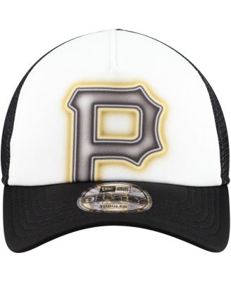 Toddler White/Black Pittsburgh Pirates Painted A-Frame 9FORTY Trucker Adjustable Hat