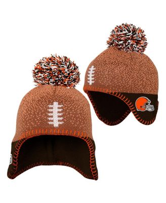 Preschool&nbsp;Brown Cleveland Browns Football Head with Pom Knit Hat