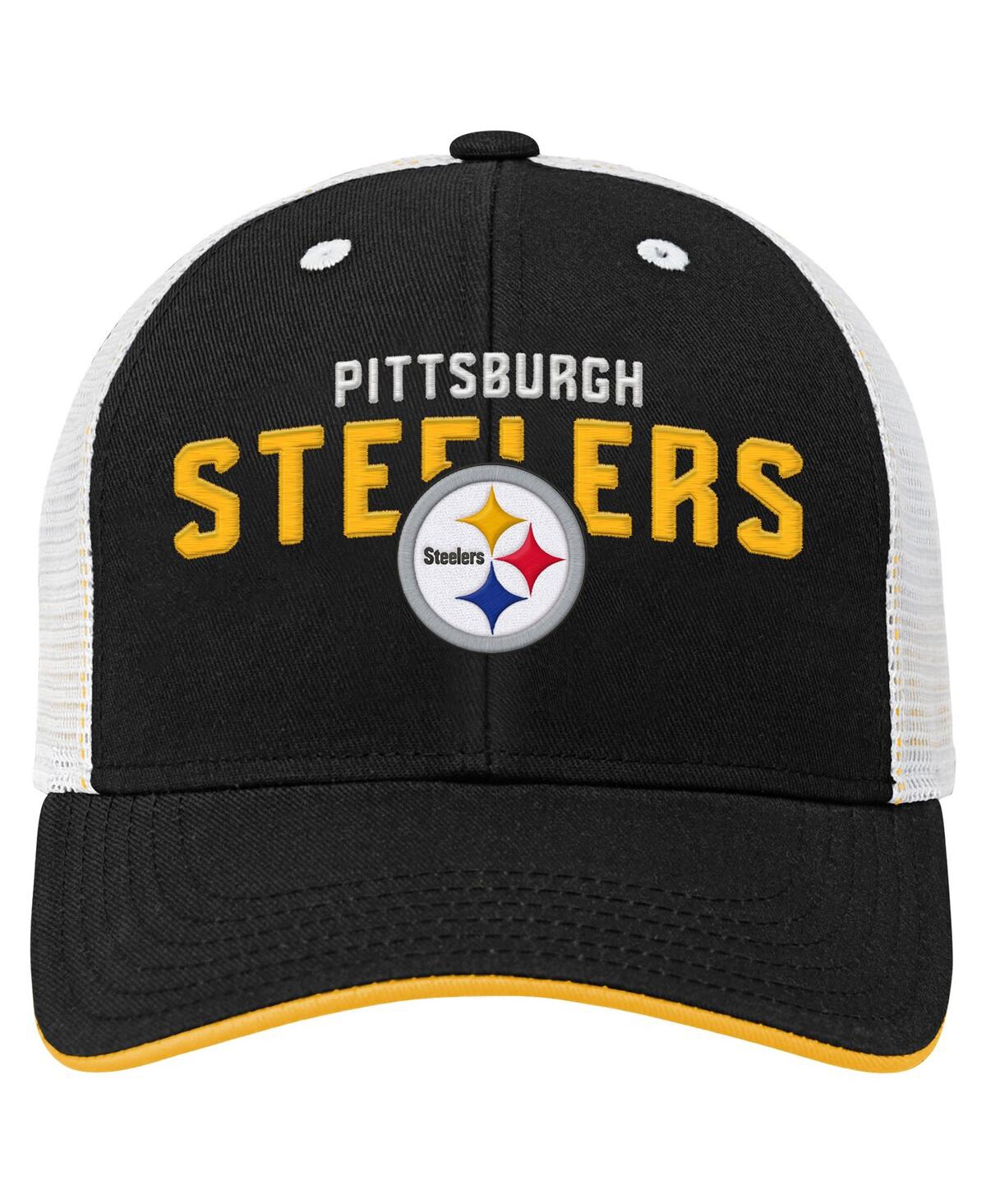 Outerstuff Big Boys And Girls Black Pittsburgh Steelers Core Lockup Trucker Adjustable Hat In Black